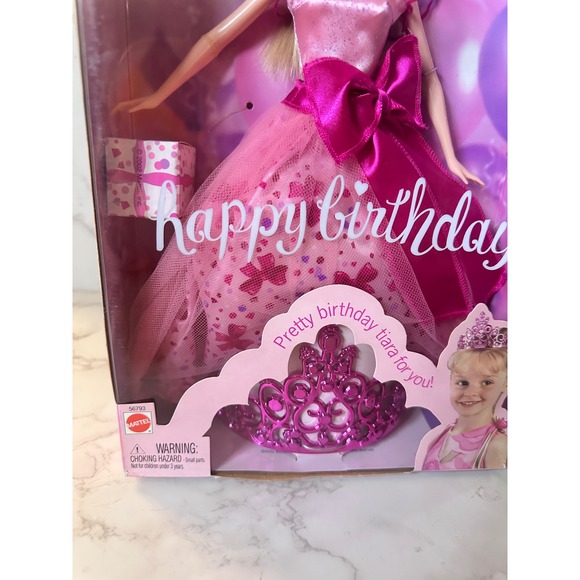 Barbie Happy Birthday Doll Pink Dress Sparkle Tiara Gift Mattel 56793 - Picture 3 of 9